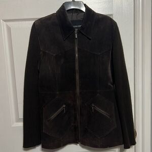 🔥🔥 NEUTRAL ZONE LADIES GENUINE Brown SUEDE LEATHER JACKET SZ XL - EXCELLENT